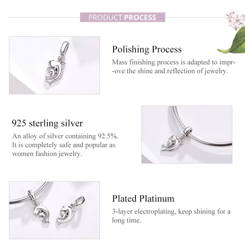 (imagen para) Pendiente de plata estilo Pandora con colgante de delfín - SCC1206 - Ver 4