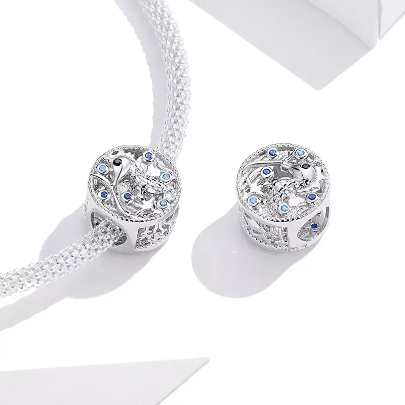 (imagen para) Pendiente de plata estilo Pandora con encanto de caballito de mar tranquilo - BS - Ver 4