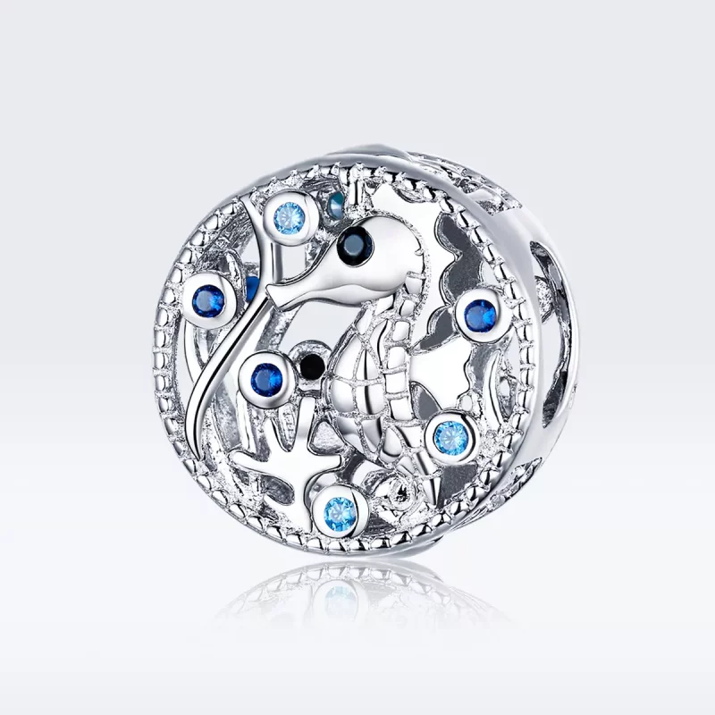 (imagen para) Pendiente de plata estilo Pandora con encanto de caballito de mar tranquilo - BS - Ver 5