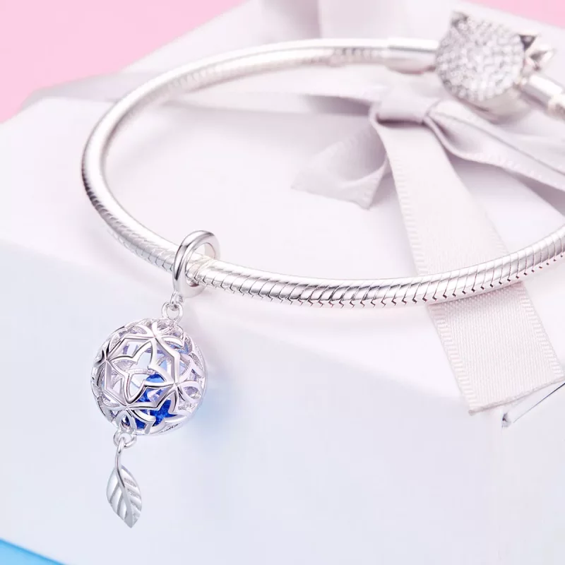 (imagen para) Pendiente de Plata Estilo Pandora con Flor Preservada - SCC1123 - Ver 3