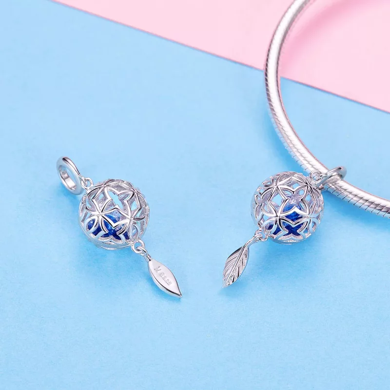 (imagen para) Pendiente de Plata Estilo Pandora con Flor Preservada - SCC1123 - Ver 4