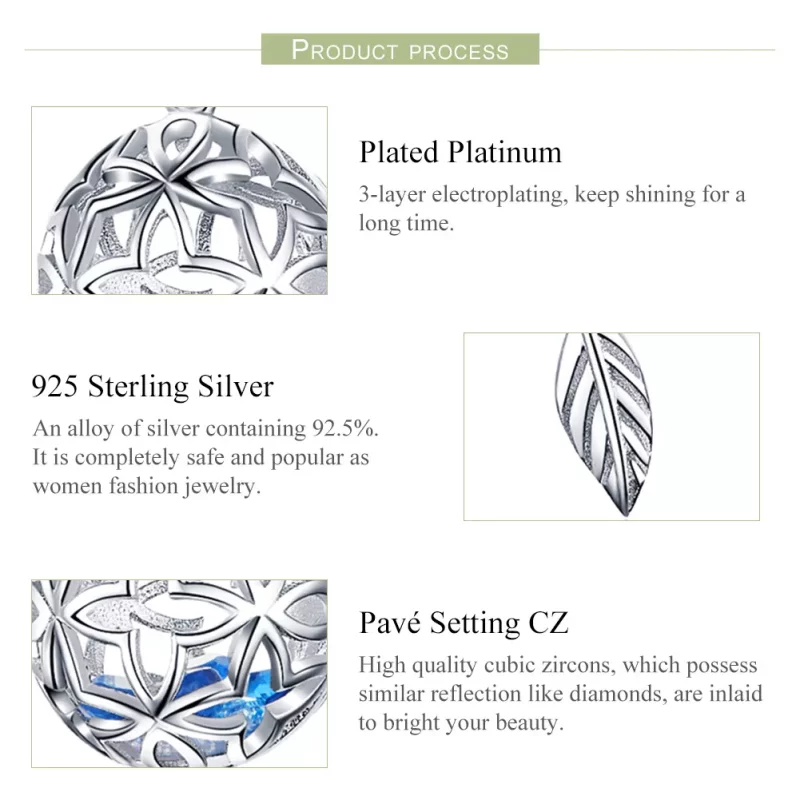 (imagen para) Pendiente de Plata Estilo Pandora con Flor Preservada - SCC1123 - Ver 6