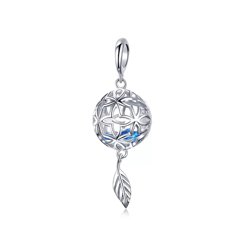 (imagen para) Pendiente de Plata Estilo Pandora con Flor Preservada - SCC1123