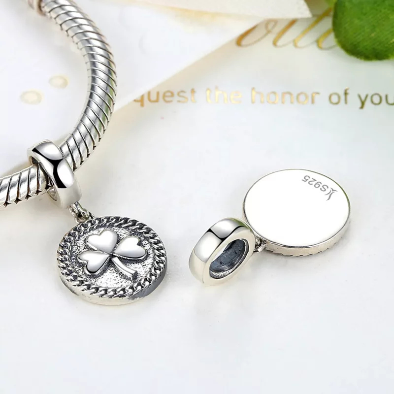 (imagen para) Pendiente de Trébol de Plata con Estilo Pandora - SCC039 - Ver 2