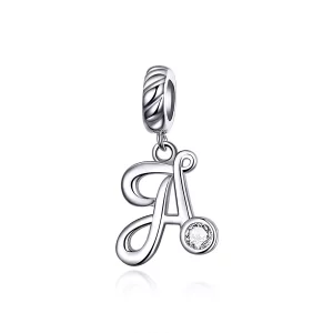 (imagen para) Pendiente Pandora de estilo plata con colgante de letra A - SCC1183-A
