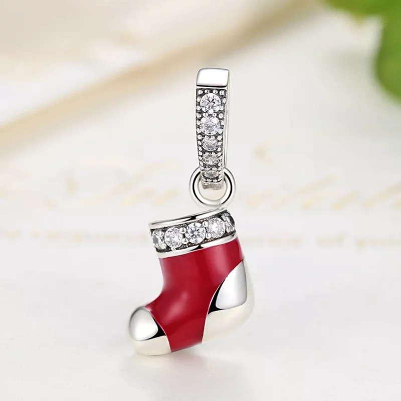 (imagen para) Pendiente Pandora Style Calcetines de Navidad de Plata - SCC074 - Ver 4
