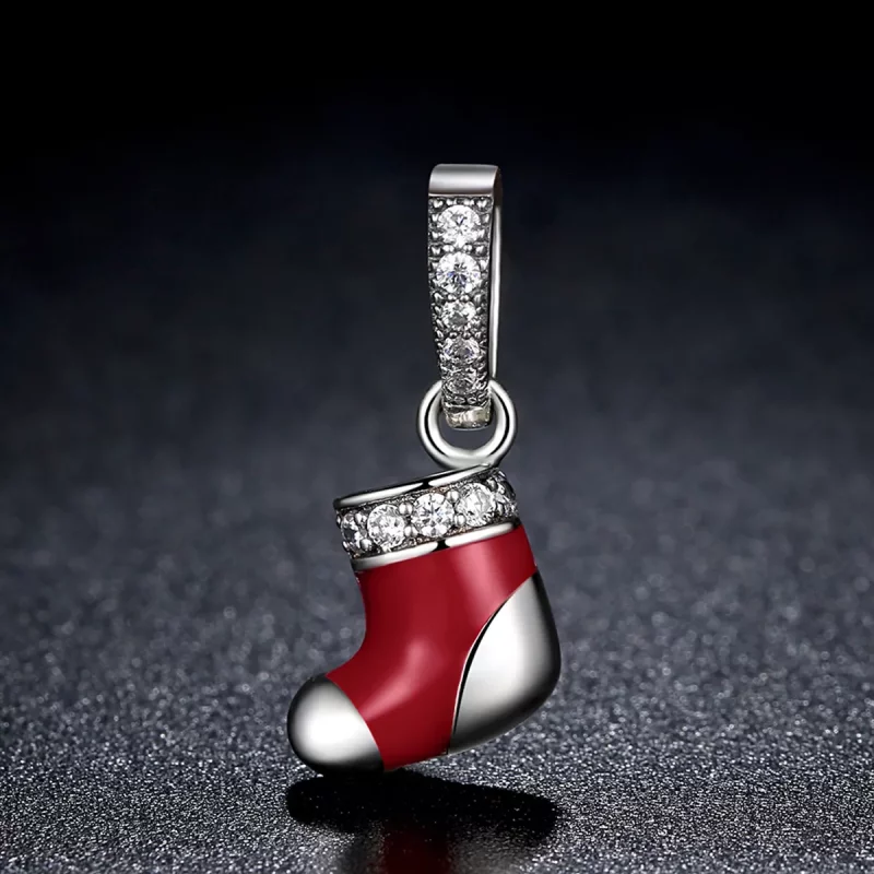 (imagen para) Pendiente Pandora Style Calcetines de Navidad de Plata - SCC074 - Ver 5