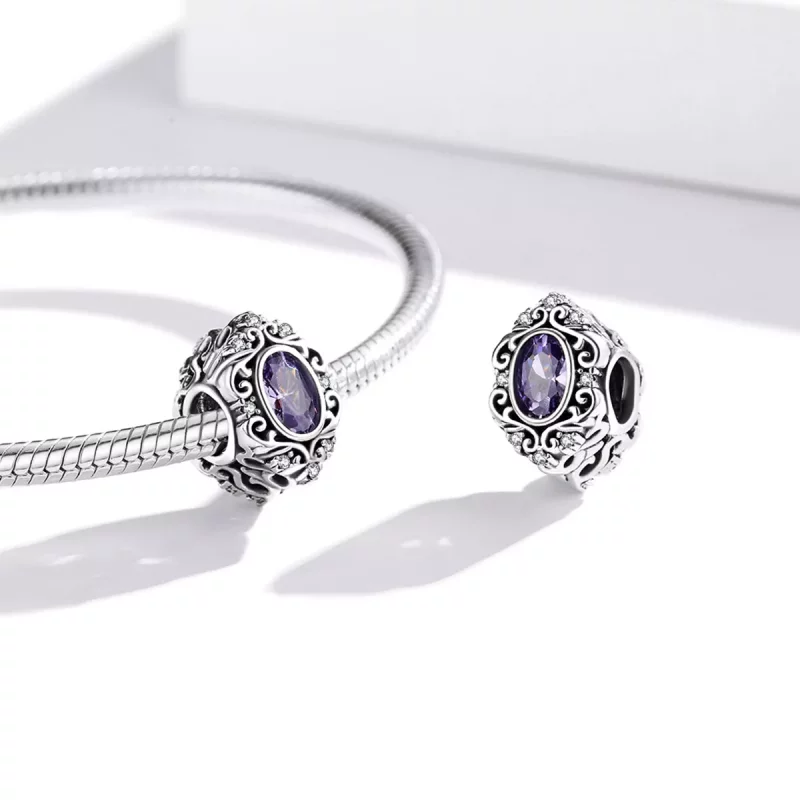 (imagen para) Pulsera con encanto estilo Pandora morado - SCC1928 - Ver 3