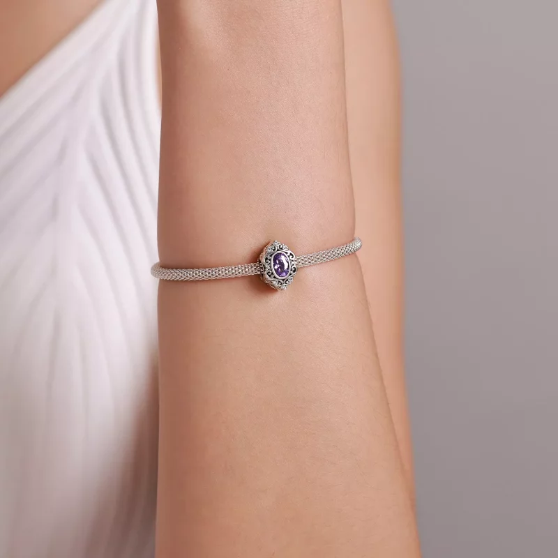 (imagen para) Pulsera con encanto estilo Pandora morado - SCC1928 - Ver 5