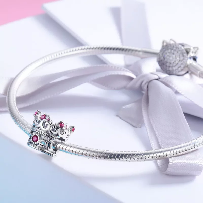 (imagen para) Pulsera de estilo Pandora con charm de corona de plata del rey - SCC776 - Ver 3