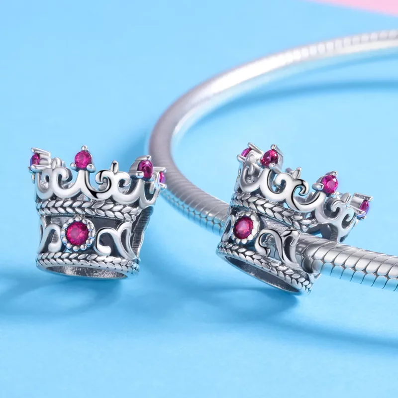 (imagen para) Pulsera de estilo Pandora con charm de corona de plata del rey - SCC776 - Ver 4