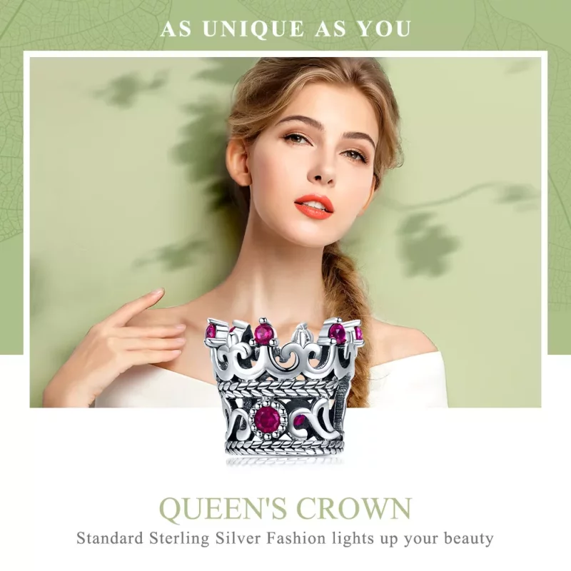(imagen para) Pulsera de estilo Pandora con charm de corona de plata del rey - SCC776 - Ver 6