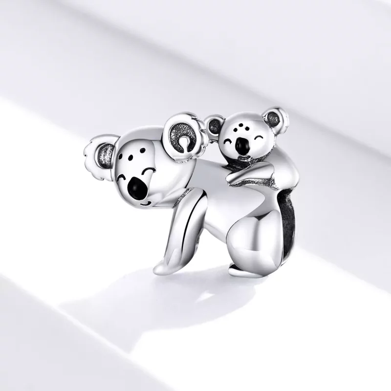 (imagen para) Pulsera de estilo Pandora con charm de plata de koala con su cría - BSC260 - Ver 2