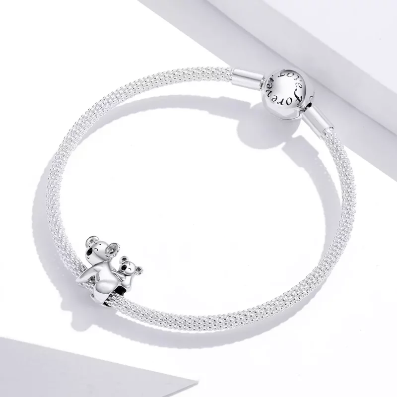 (imagen para) Pulsera de estilo Pandora con charm de plata de koala con su cría - BSC260 - Ver 3