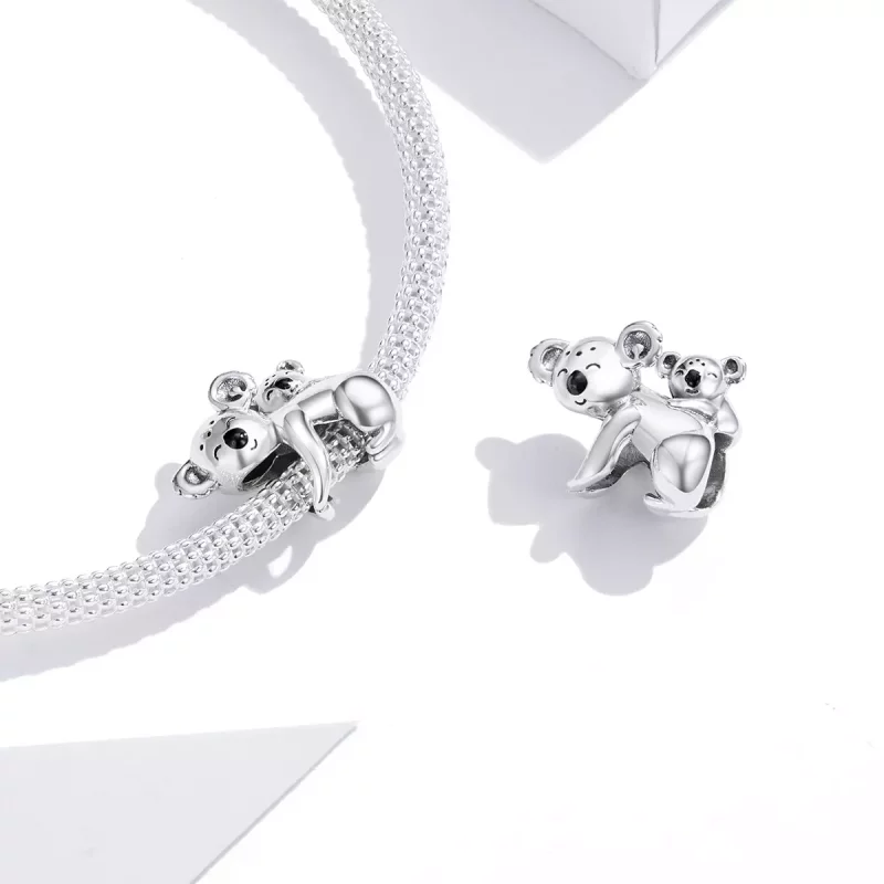 (imagen para) Pulsera de estilo Pandora con charm de plata de koala con su cría - BSC260 - Ver 4