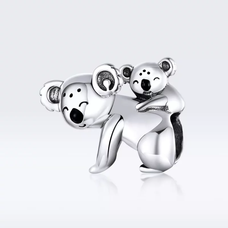 (imagen para) Pulsera de estilo Pandora con charm de plata de koala con su cría - BSC260 - Ver 5