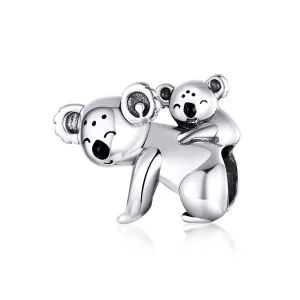 (imagen para) Pulsera de estilo Pandora con charm de plata de koala con su cría - BSC260