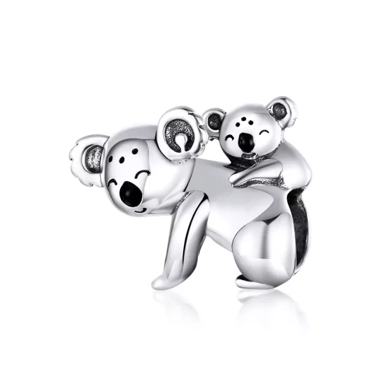 (imagen para) Pulsera de estilo Pandora con charm de plata de koala con su cría - BSC260