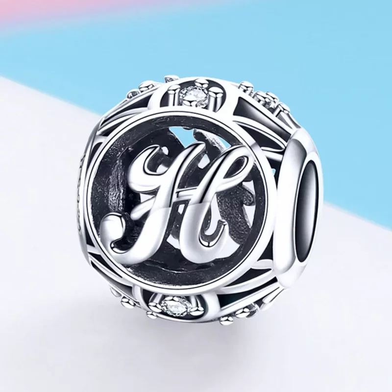 (imagen para) Pulsera de estilo Pandora con colgante de letra H - SCC738-H - Ver 2