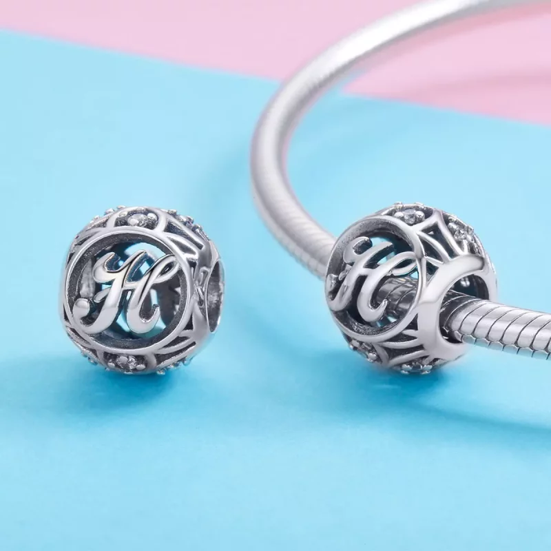 (imagen para) Pulsera de estilo Pandora con colgante de letra H - SCC738-H - Ver 3