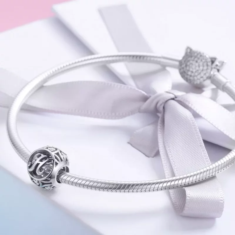(imagen para) Pulsera de estilo Pandora con colgante de letra H - SCC738-H - Ver 4