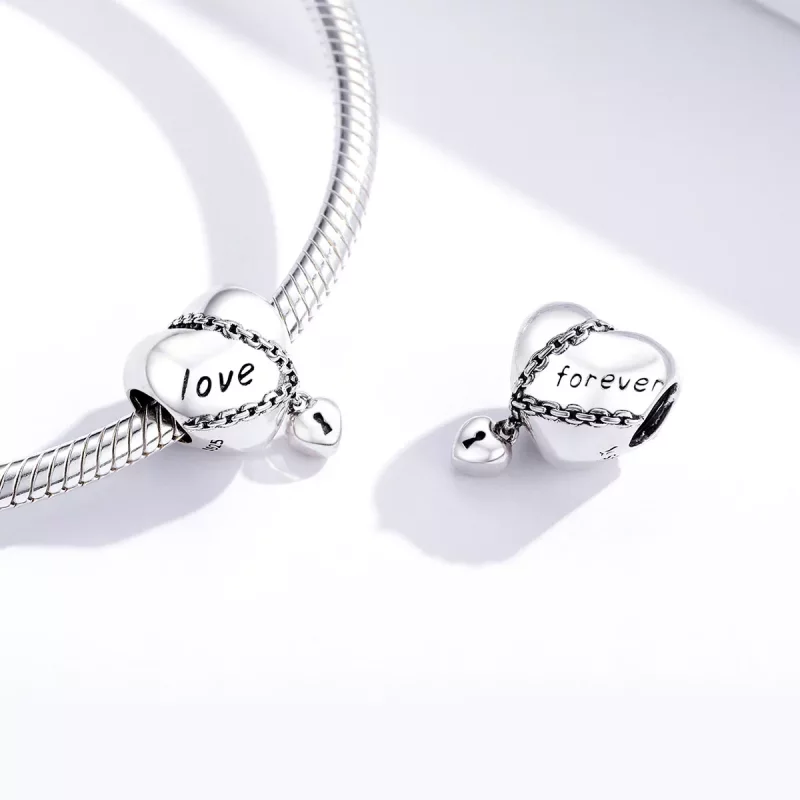 (imagen para) Pulsera de estilo Pandora con dije de candado de amor plateado - SCC1553 - Ver 2