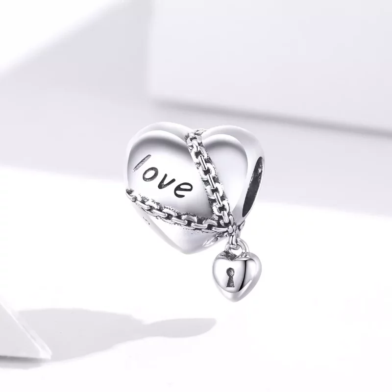 (imagen para) Pulsera de estilo Pandora con dije de candado de amor plateado - SCC1553 - Ver 3