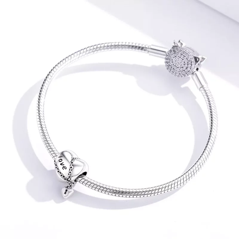 (imagen para) Pulsera de estilo Pandora con dije de candado de amor plateado - SCC1553 - Ver 4