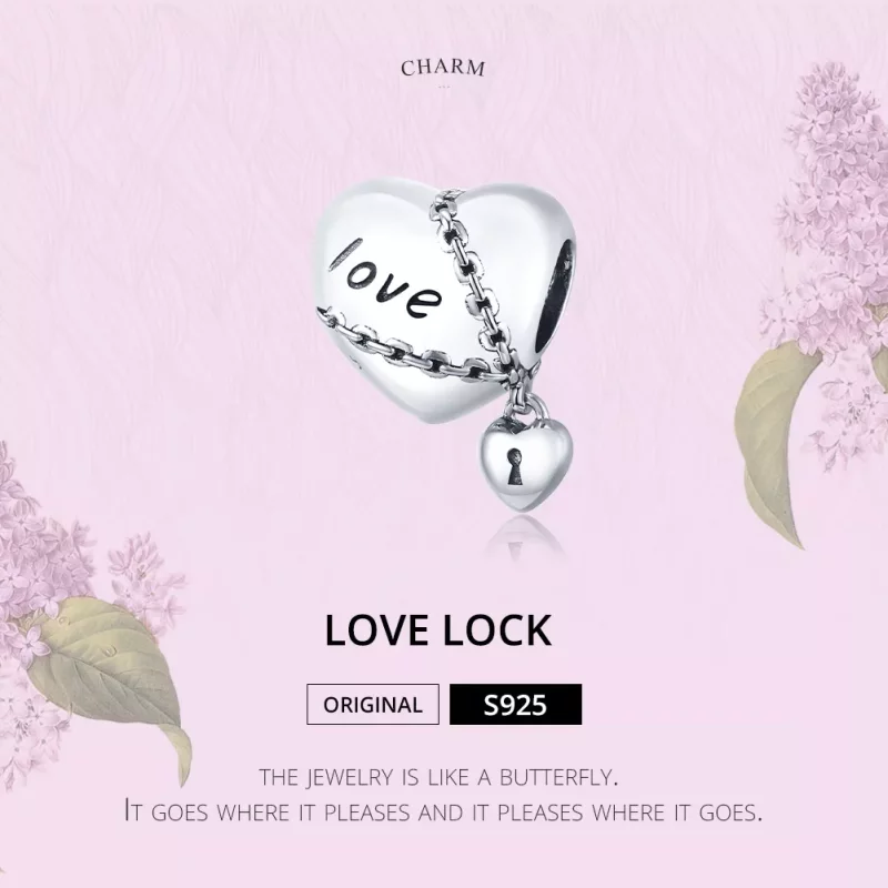 (imagen para) Pulsera de estilo Pandora con dije de candado de amor plateado - SCC1553 - Ver 6