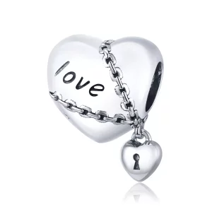 (imagen para) Pulsera de estilo Pandora con dije de candado de amor plateado - SCC1553