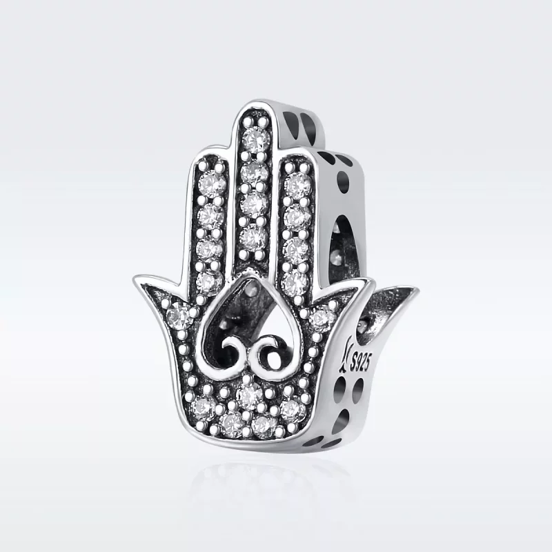 (imagen para) Pulsera de estilo Pandora con dije de Hamsa de plata - SCC225 - Ver 2