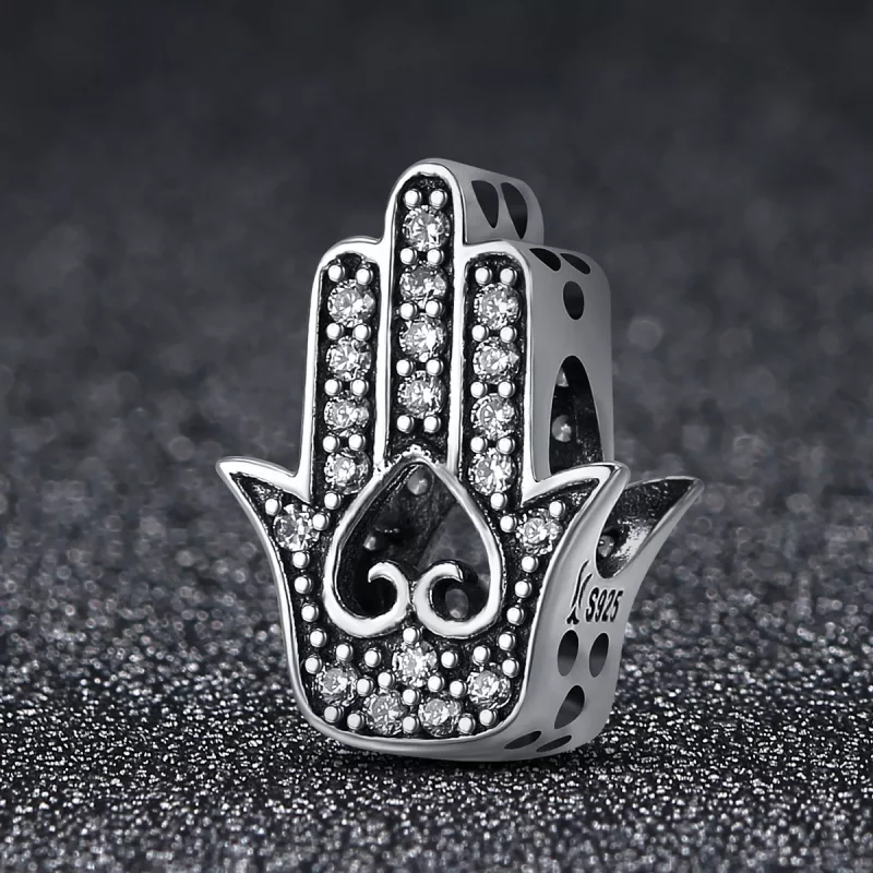 (imagen para) Pulsera de estilo Pandora con dije de Hamsa de plata - SCC225 - Ver 3