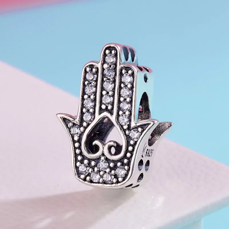 (imagen para) Pulsera de estilo Pandora con dije de Hamsa de plata - SCC225 - Ver 4