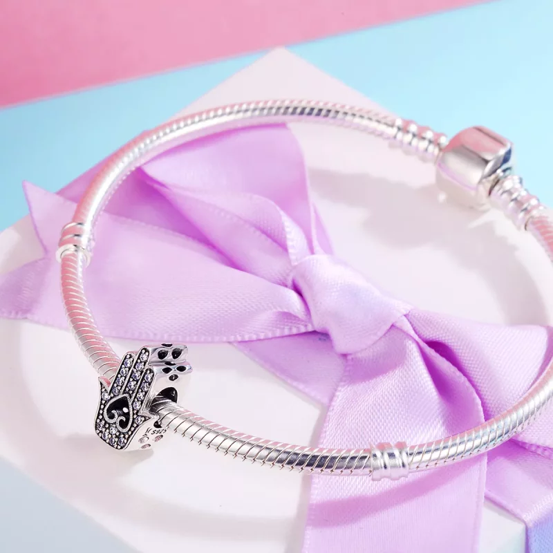 (imagen para) Pulsera de estilo Pandora con dije de Hamsa de plata - SCC225 - Ver 6