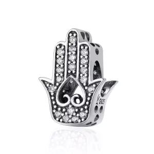 (imagen para) Pulsera de estilo Pandora con dije de Hamsa de plata - SCC225