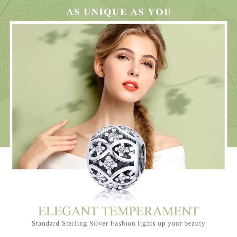 (imagen para) Pulsera de estilo Pandora con encanto de elegancia plateada - SCC732 - Ver 6
