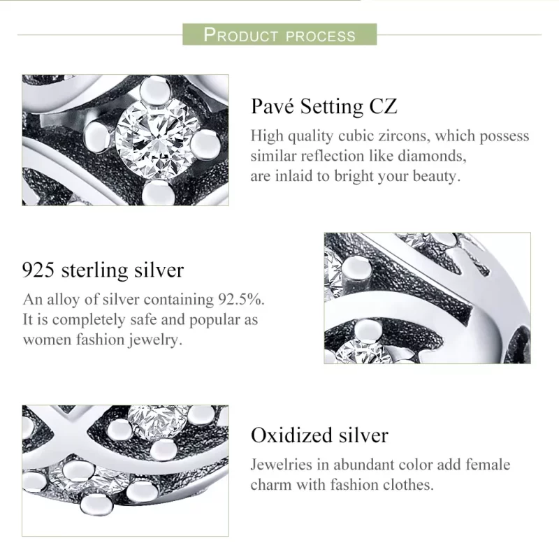 (imagen para) Pulsera de estilo Pandora con encanto de elegancia plateada - SCC732 - Ver 7