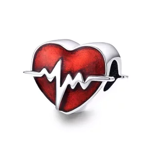 (imagen para) Pulsera de estilo Pandora con encanto de tiempo de latidos de corazón en plata - SCC1151