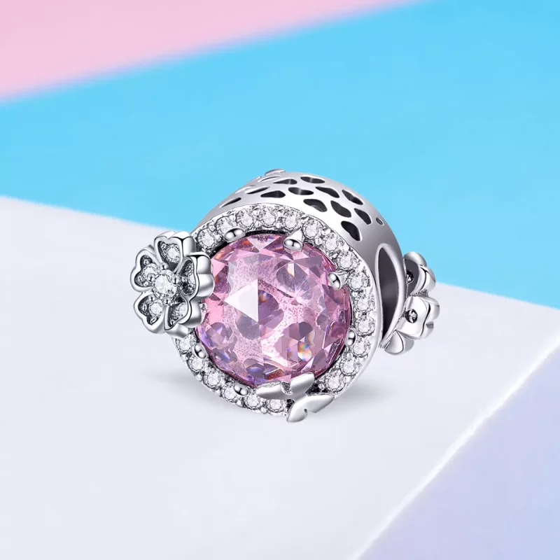 (imagen para) Pulsera de Plata con Encanto de Estilo Pandora - Sabor Rosa - SCC904 - Ver 2