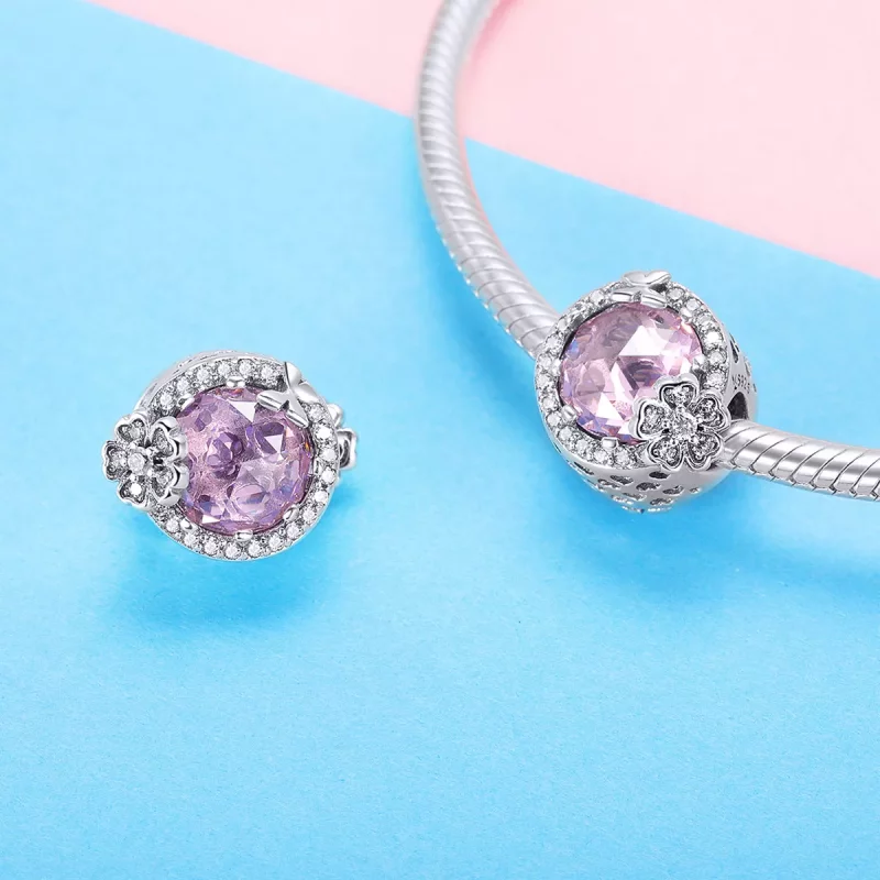 (imagen para) Pulsera de Plata con Encanto de Estilo Pandora - Sabor Rosa - SCC904 - Ver 4