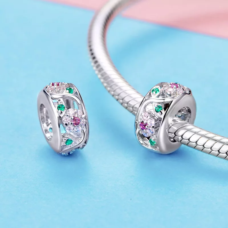(imagen para) Pulsera de plata estilo Pandora con dije de resorte - BSC039 - Ver 3