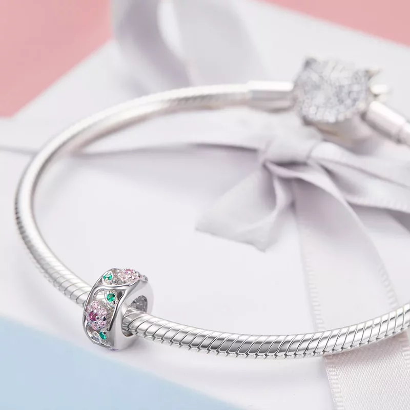 (imagen para) Pulsera de plata estilo Pandora con dije de resorte - BSC039 - Ver 4