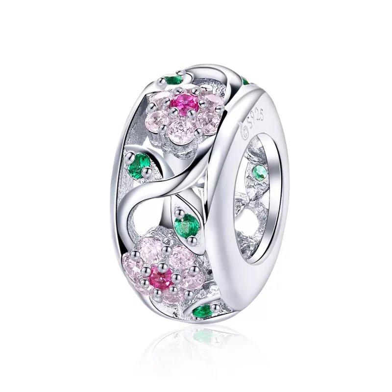 (imagen para) Pulsera de plata estilo Pandora con dije de resorte - BSC039