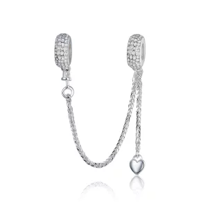 (imagen para) Pulsera de seguridad en estilo Pandora de plata con pequeña cadena - SCC1112