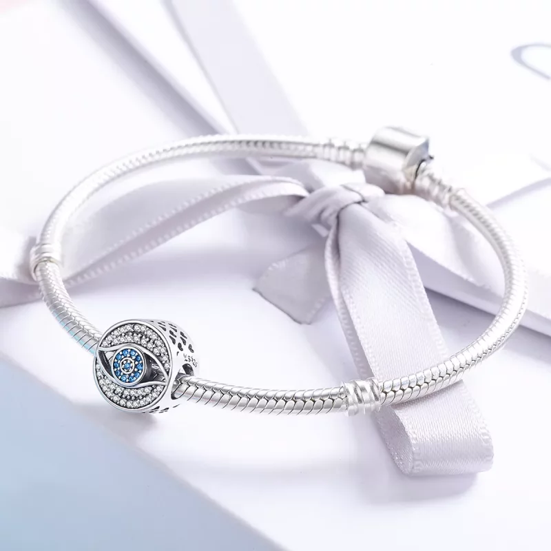 (imagen para) Pulsera estilo Pandora con charm de ojo protector en plata - SCC565 - Ver 4