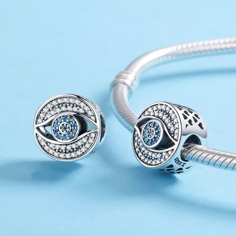 (imagen para) Pulsera estilo Pandora con charm de ojo protector en plata - SCC565 - Ver 5