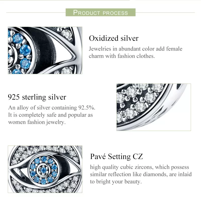 (imagen para) Pulsera estilo Pandora con charm de ojo protector en plata - SCC565 - Ver 6