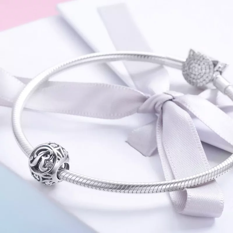(imagen para) Pulsera estilo Pandora con colgante de letra R - SCC738-R - Ver 4