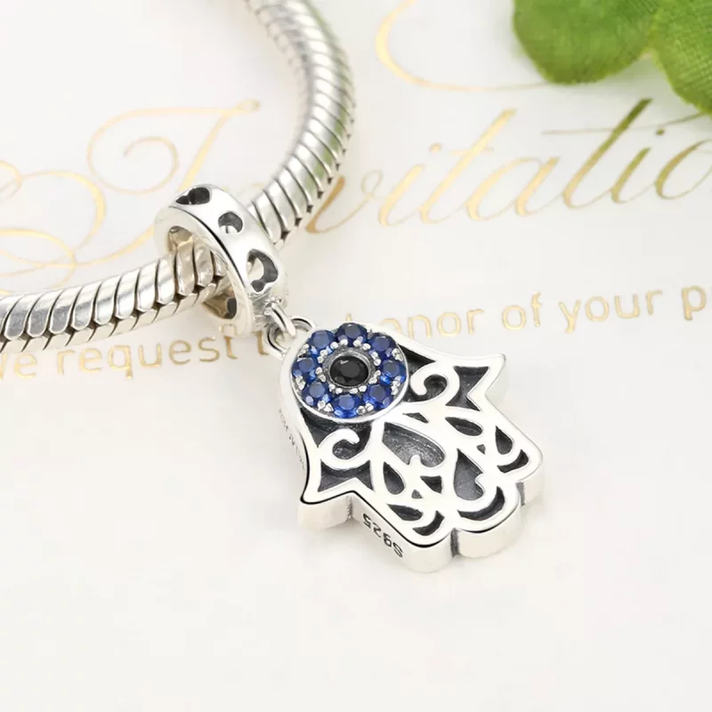 (imagen para) Pulsera estilo Pandora con colgante de mano de Fátima en plata - SCC085 - Ver 2