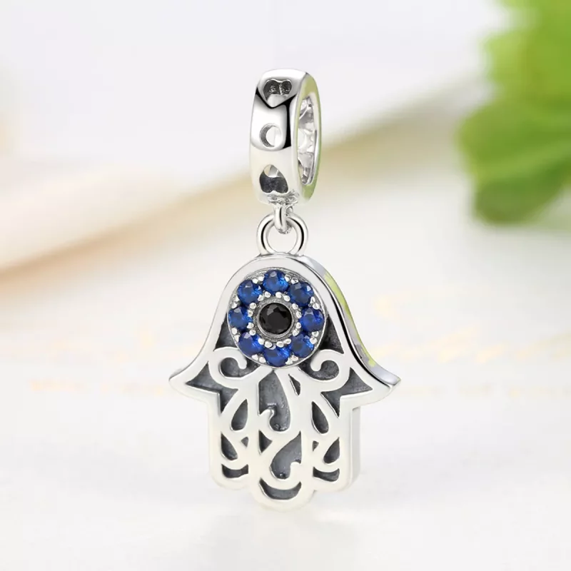 (imagen para) Pulsera estilo Pandora con colgante de mano de Fátima en plata - SCC085 - Ver 4
